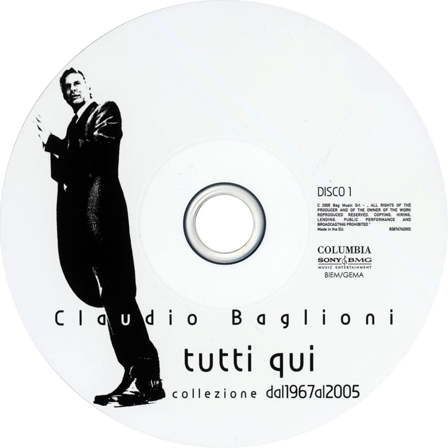 Cartula Cd1 de Claudio Baglioni - Tutti Qui (Collezione Dal 1967 Al 2005)