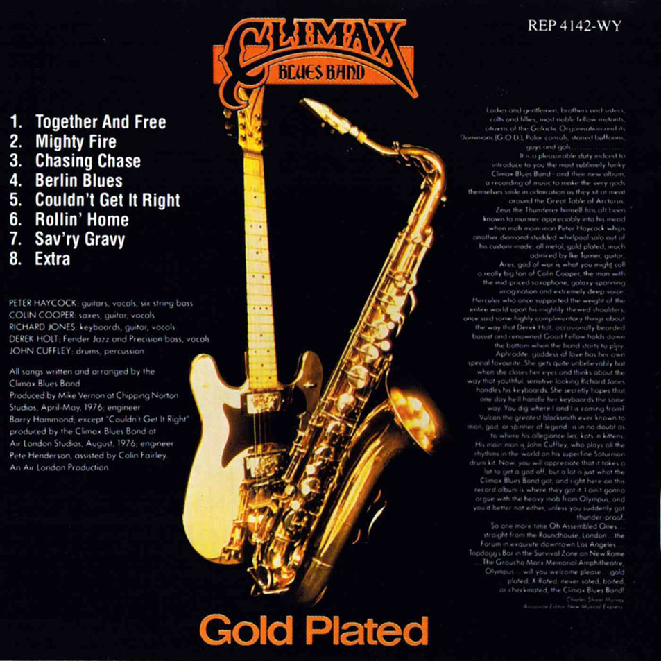 Cartula Interior Frontal de Climax Blues Band - Gold Plated