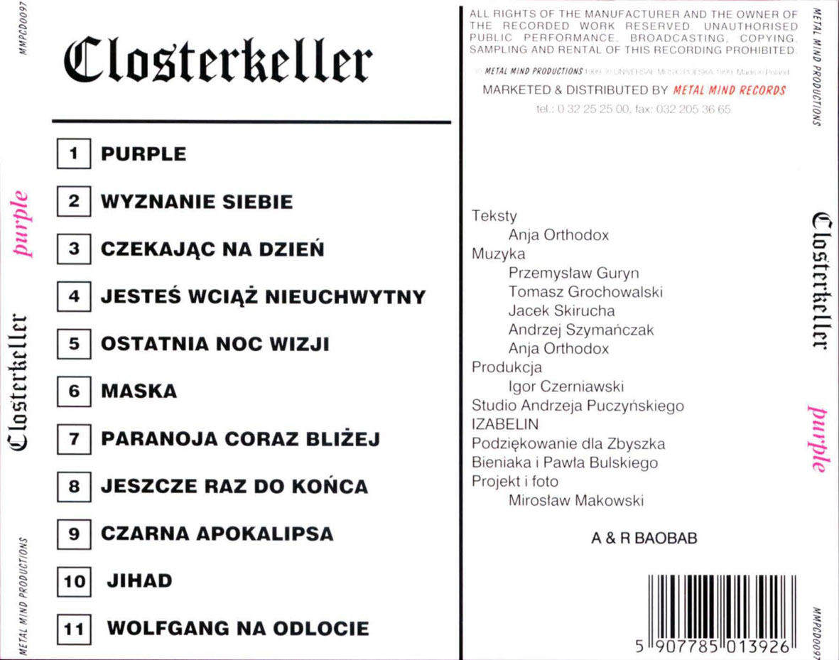Cartula Trasera de Closterkeller - Purple