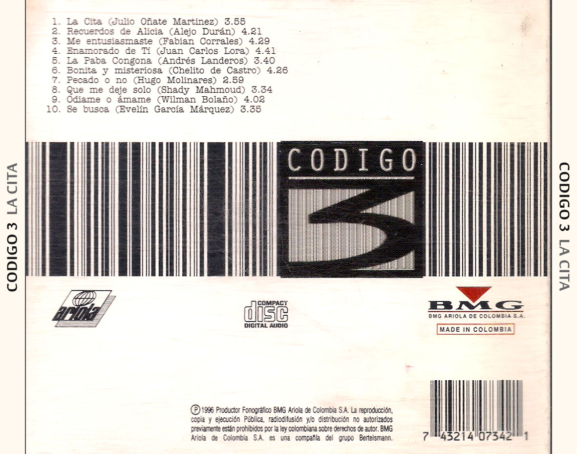 Cartula Trasera de Codigo 3 - La Cita