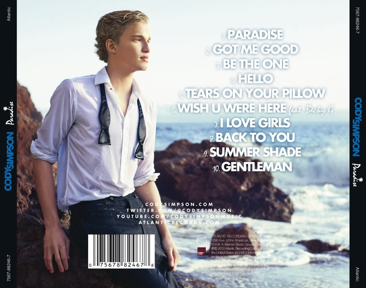 Cartula Trasera de Cody Simpson - Paradise