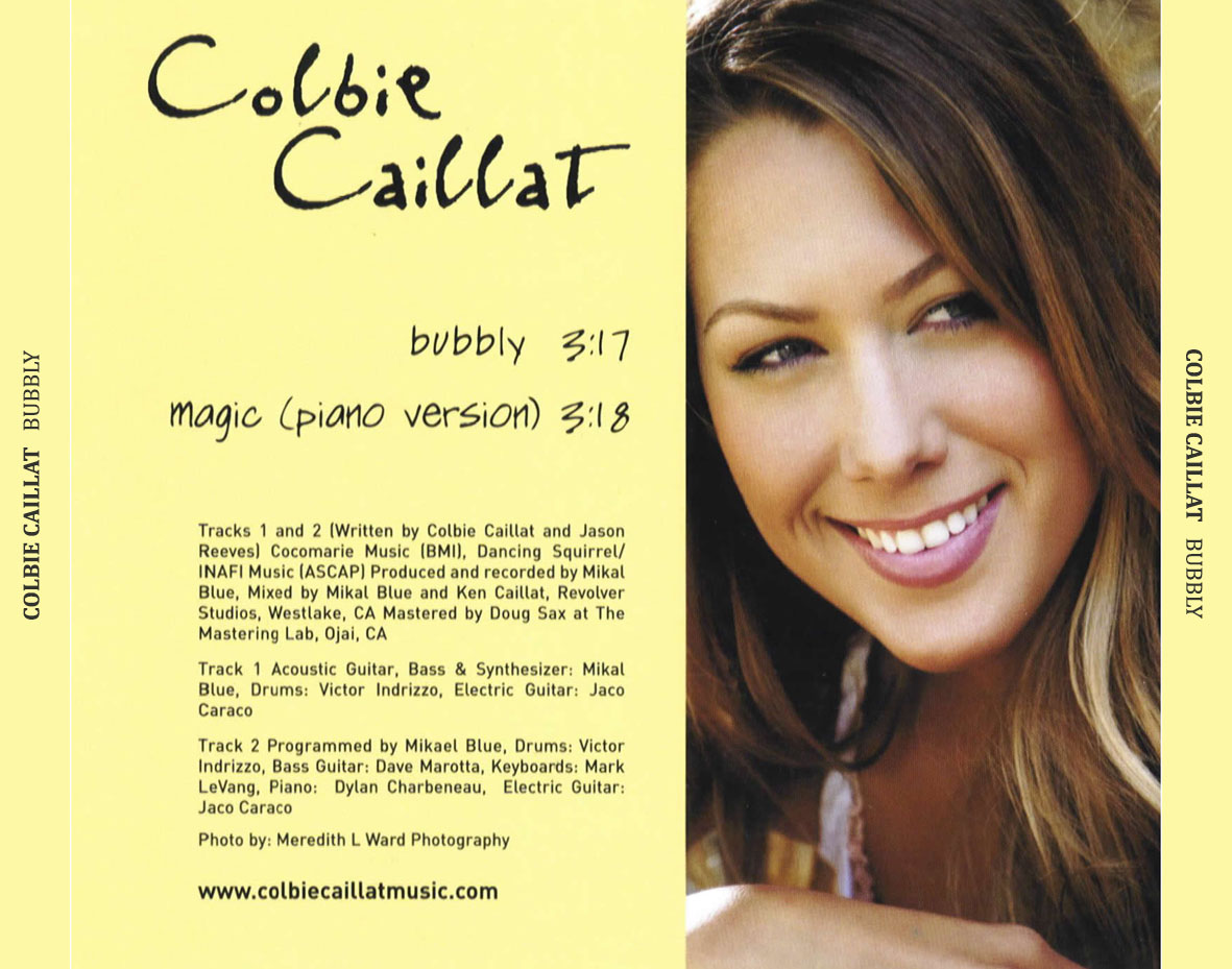 Cartula Trasera de Colbie Caillat - Bubbly (Cd Single)