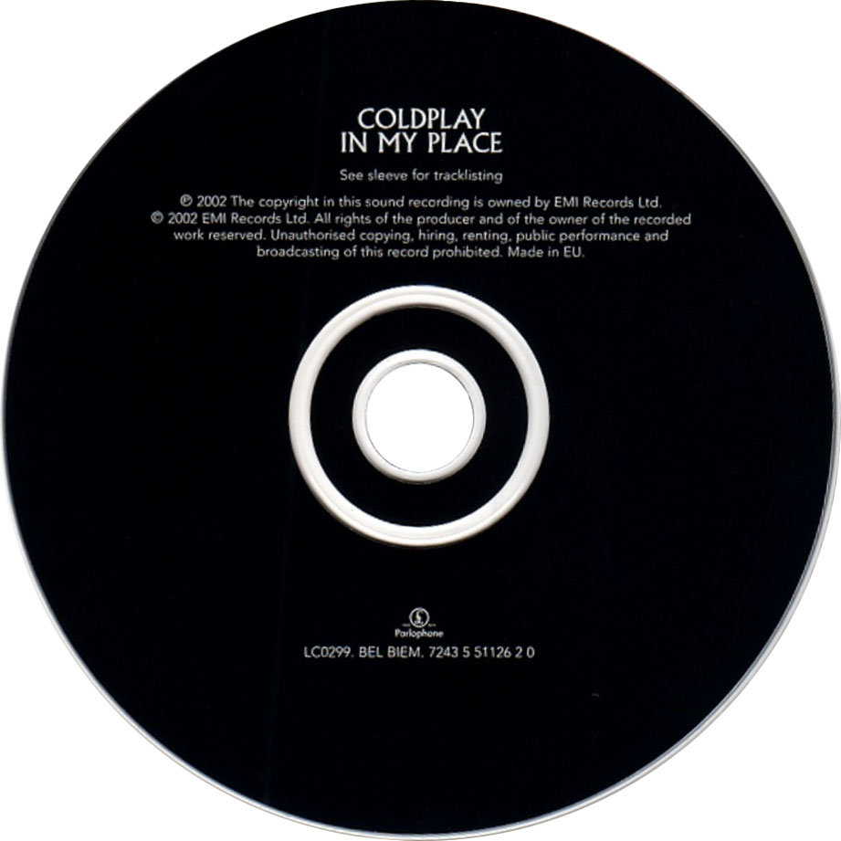 Cartula Cd de Coldplay - In My Place (Cd Single)
