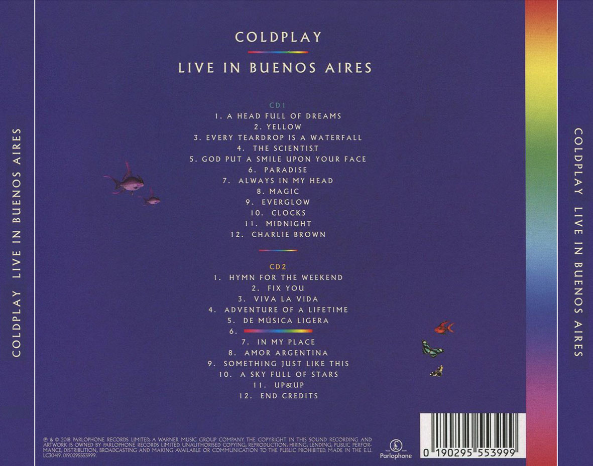 Cartula Trasera de Coldplay - Live In Buenos Aires