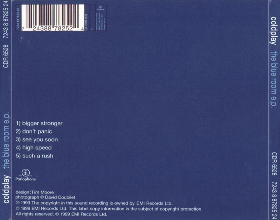 Cartula Trasera de Coldplay - The Blue Room (Ep)