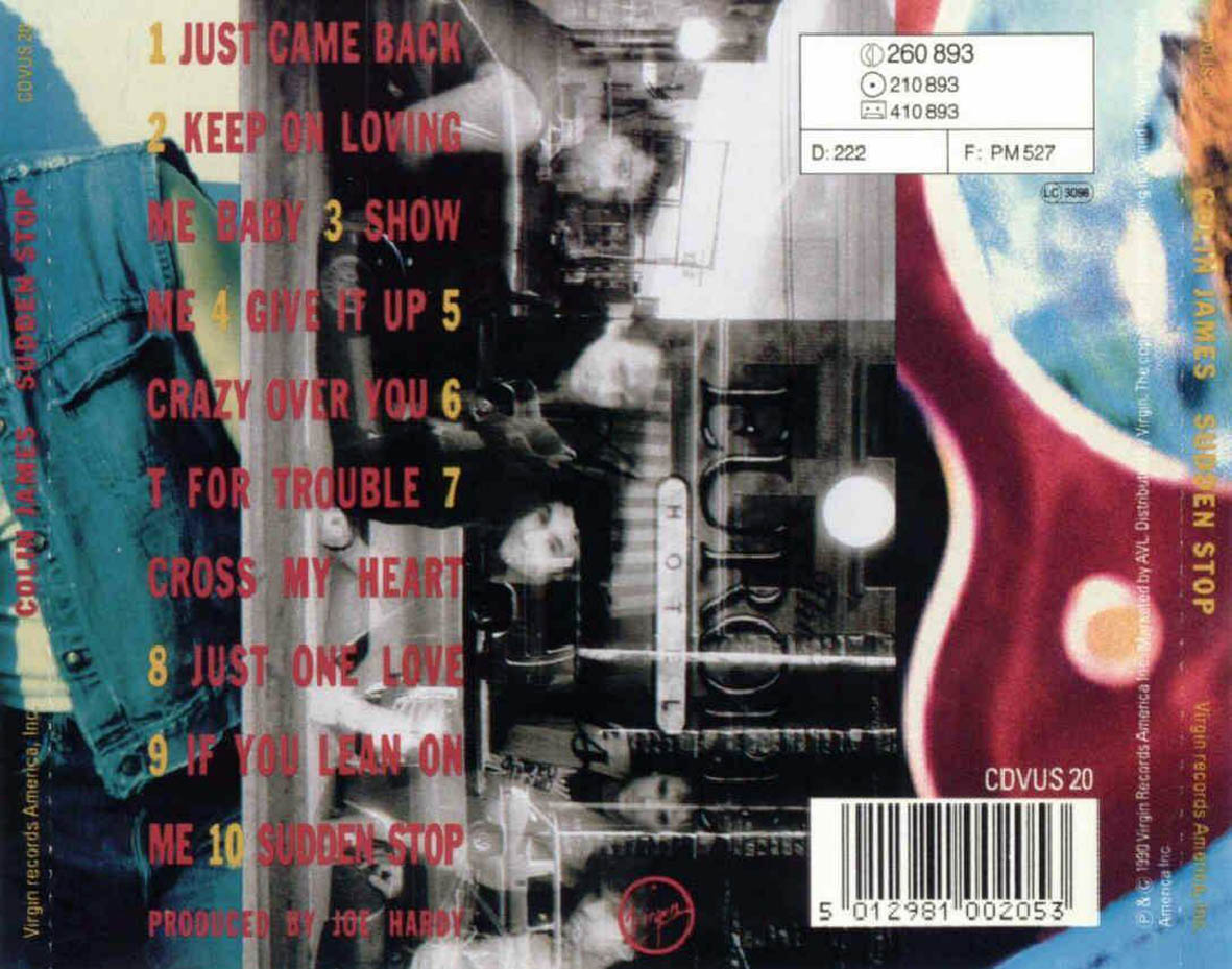Cartula Trasera de Colin James - Sudden Stop