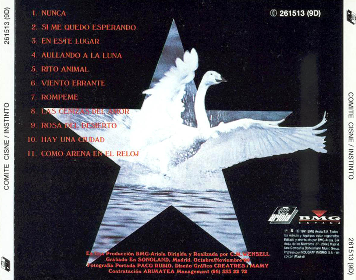 Cartula Trasera de Comite Cisne - Instinto