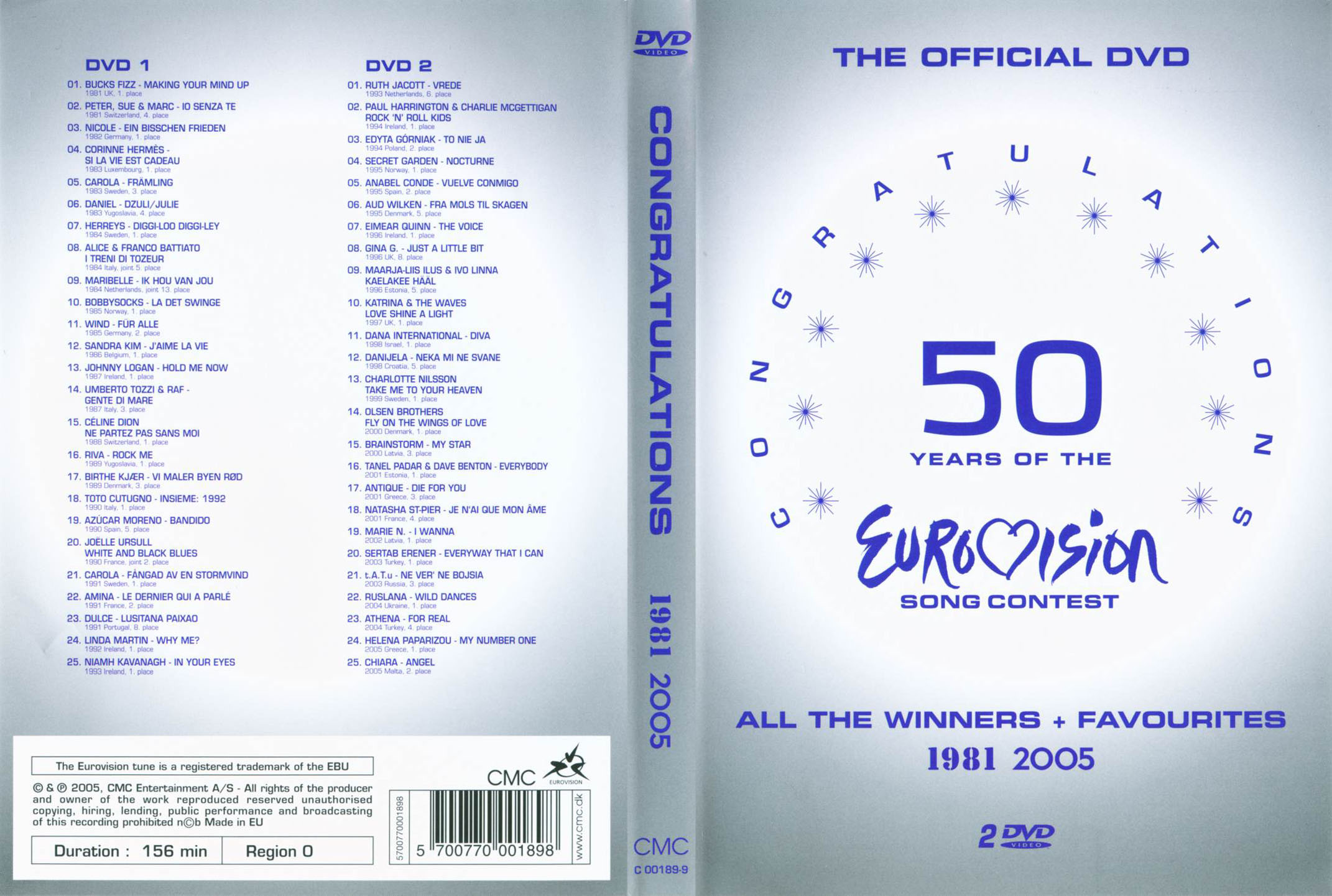 Cartula Caratula de Congratulations 50 Years Of The Eurovision Song Contest 1981-2005 (Dvd)