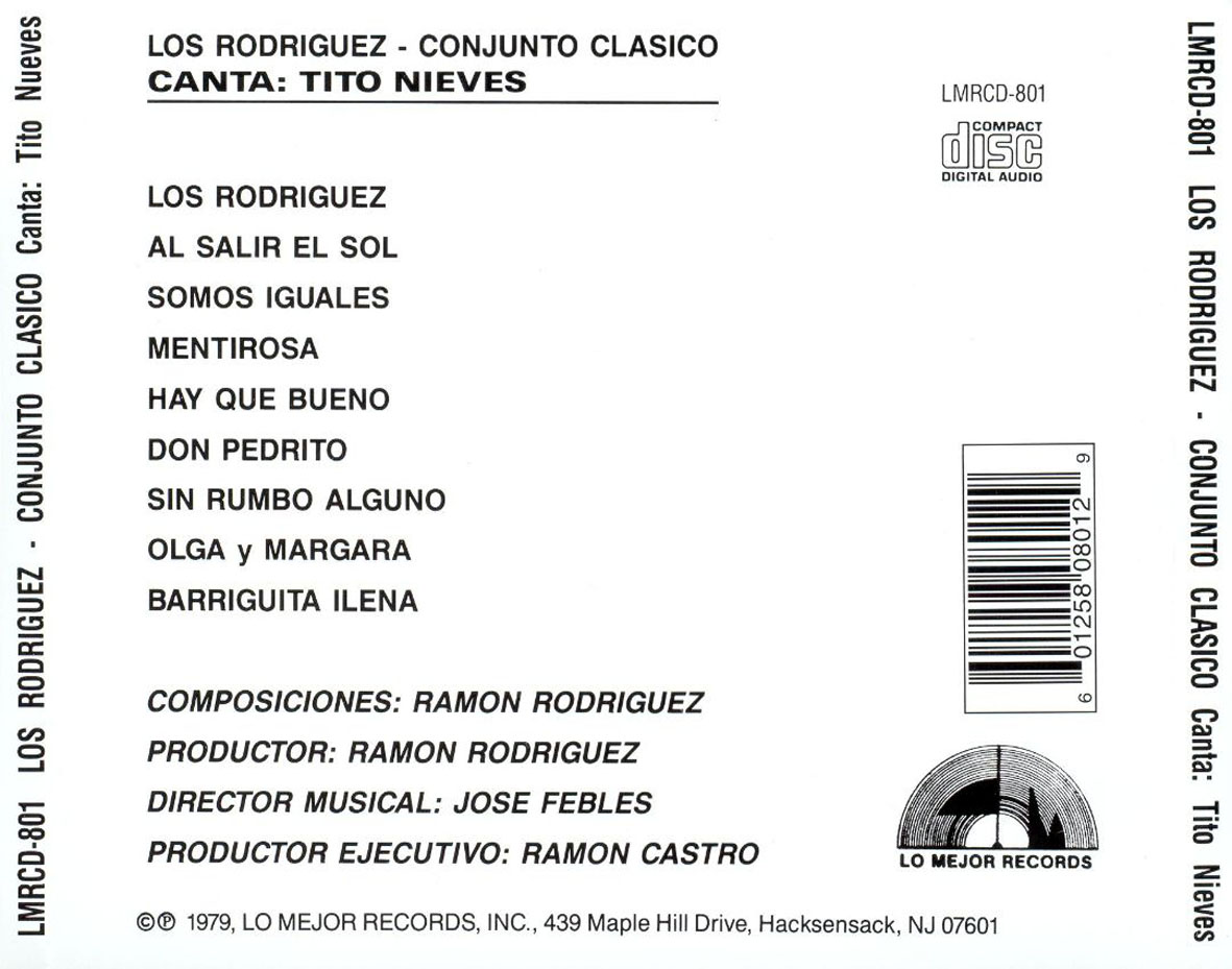 Cartula Trasera de Conjunto Clasico & Tito Nieves - Los Rodriguez