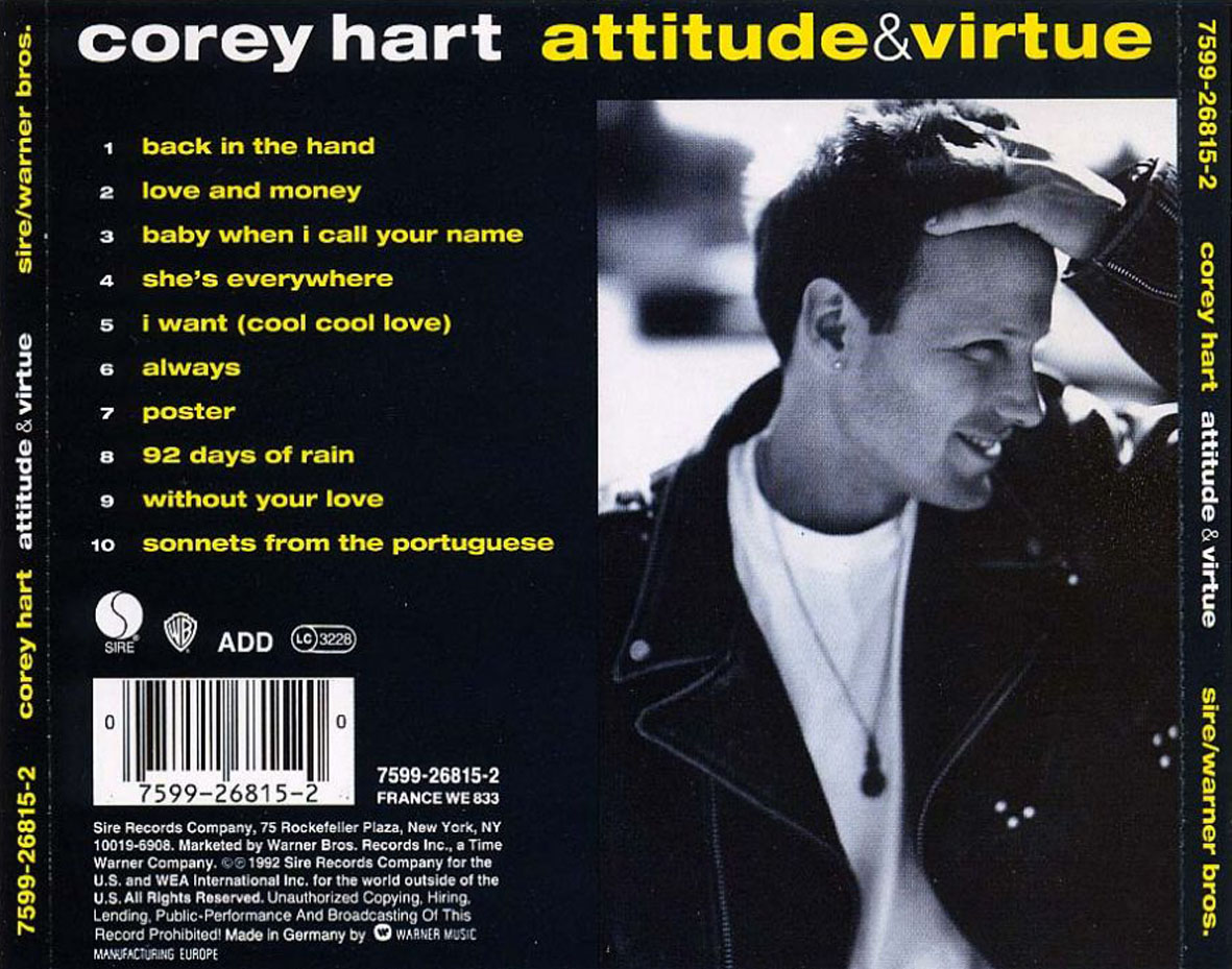Cartula Trasera de Corey Hart - Attitude & Virtue