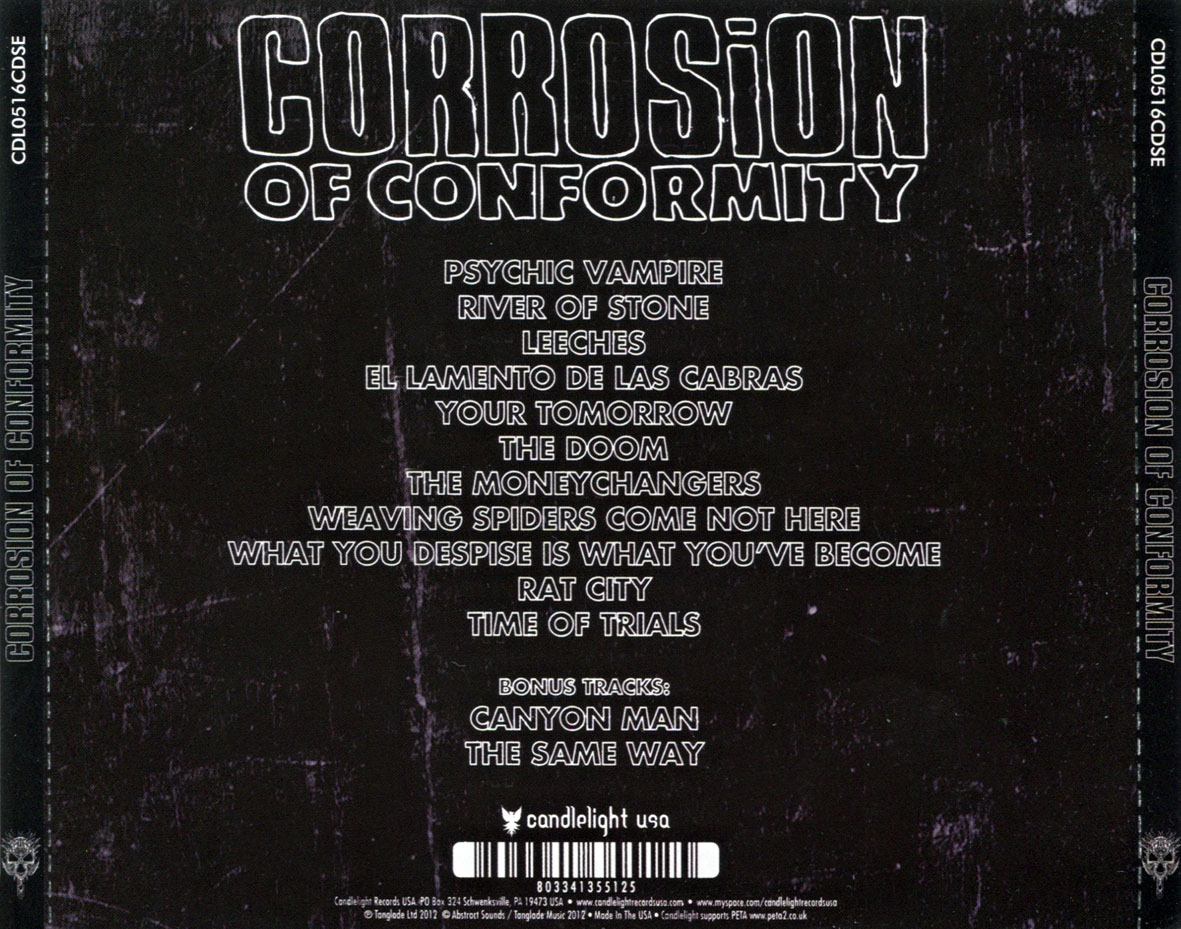 Cartula Trasera de Corrosion Of Conformity - Corrosion Of Conformity (Limited Edition)