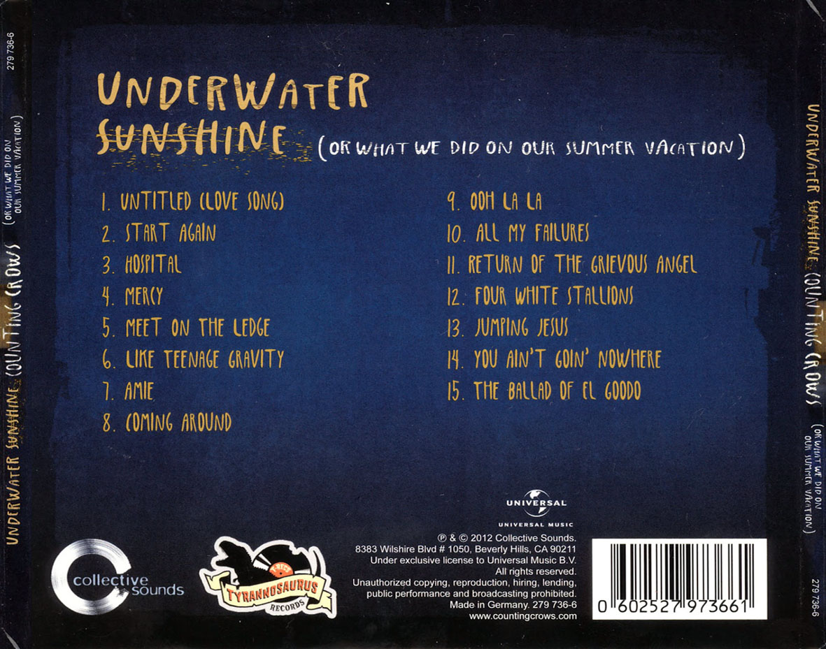 Cartula Trasera de Counting Crows - Underwater Sunshine (Or What We Did On Our Summer Vacation)