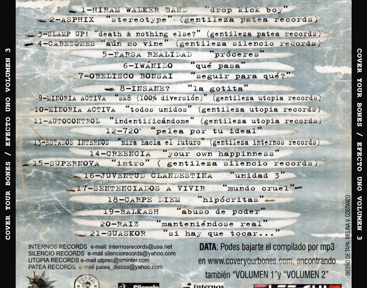 Cartula Trasera de Cover Your Bones / Efecto Uno Volumen 3