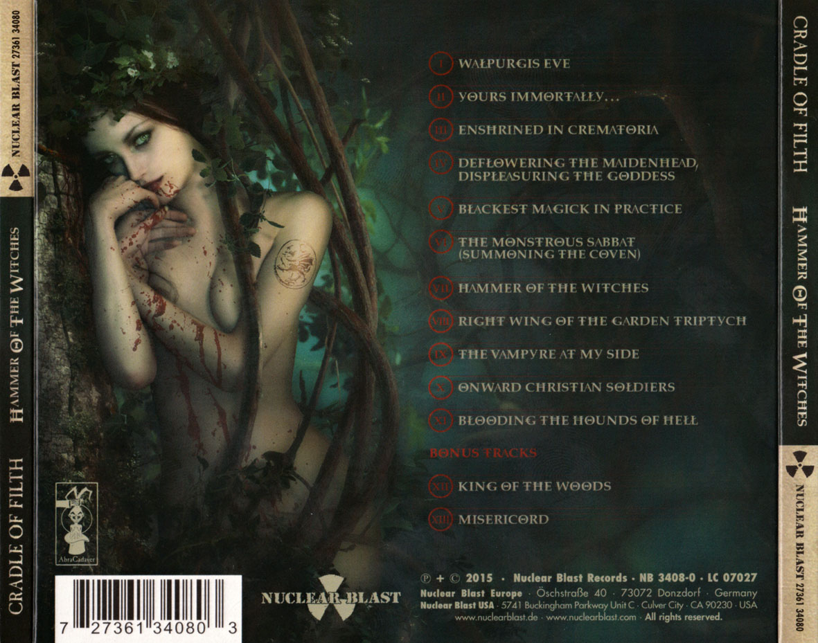 Carátula Trasera de Cradle Of Filth - Hammer Of The Witches (Limited Edition)