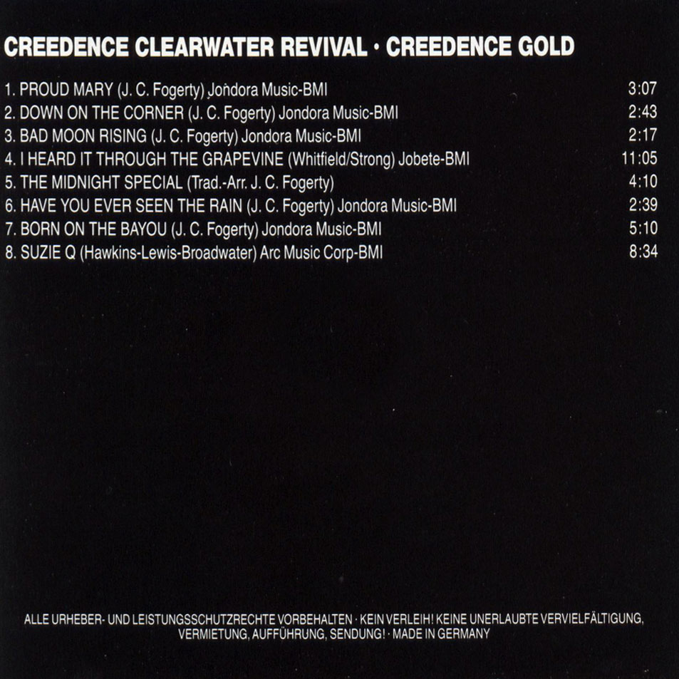 Cartula Interior Frontal de Creedence Clearwater Revival - Creedence Gold
