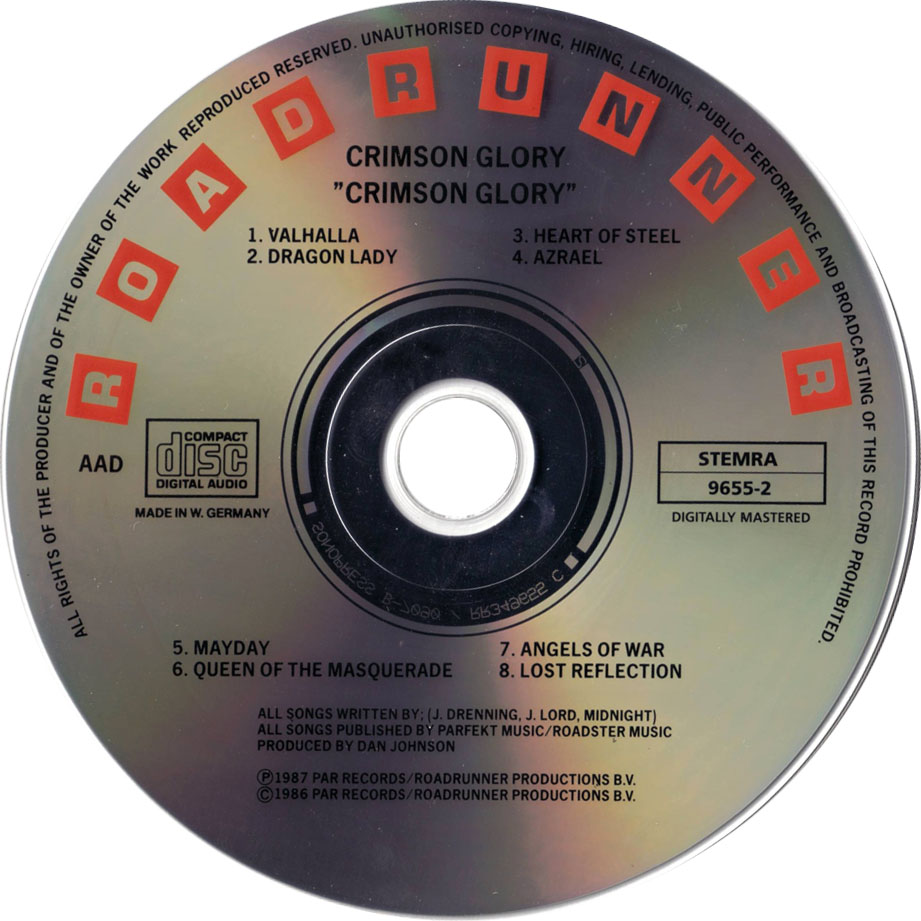 Cartula Cd de Crimson Glory - Crimson Glory