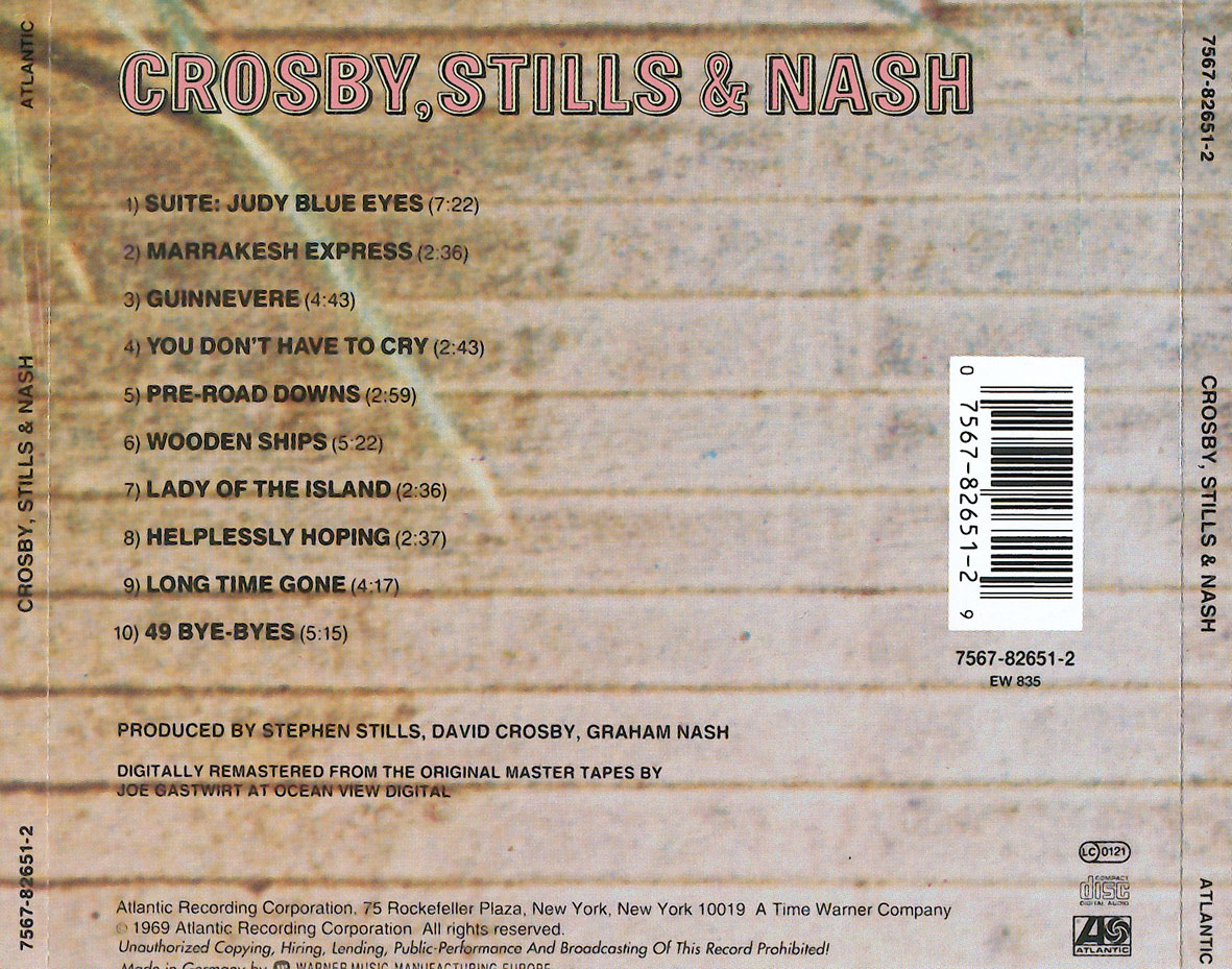 Carátula Trasera de Crosby, Stills & Nash - Crosby, Stills & Nash