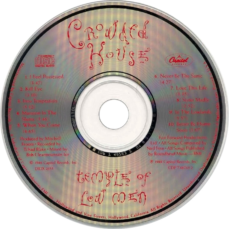 Cartula Cd de Crowded House - Temple Of Low Men