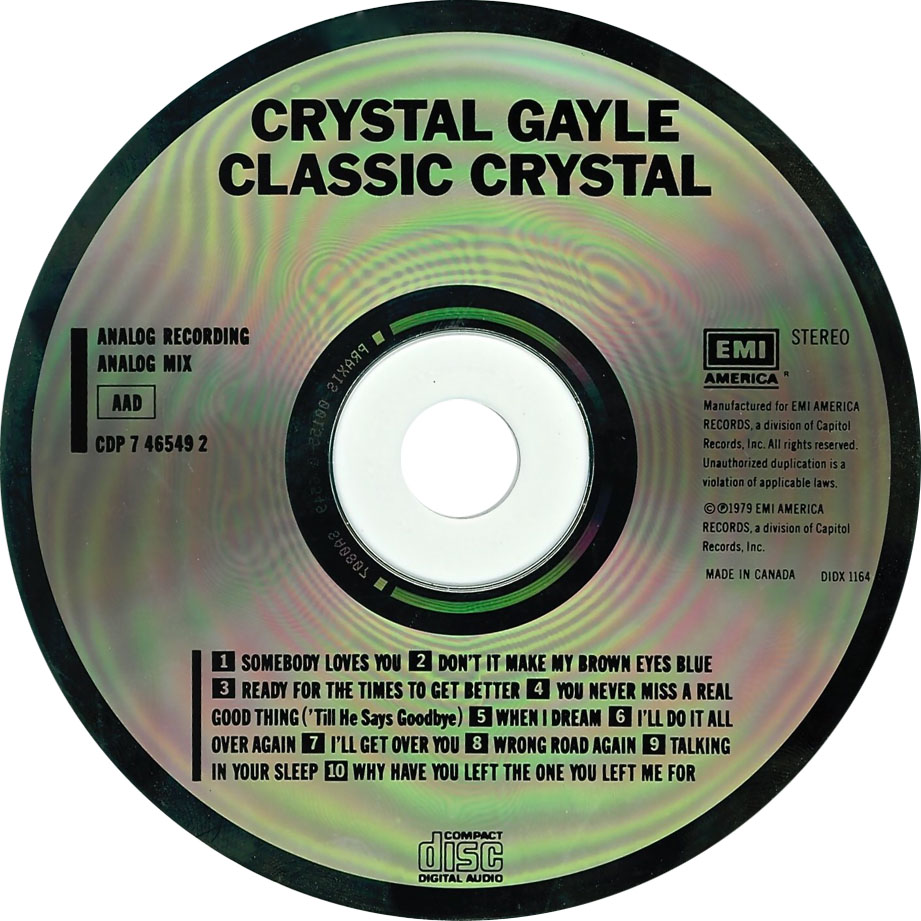 Cartula Cd de Crystal Gayle - Classic Crystal