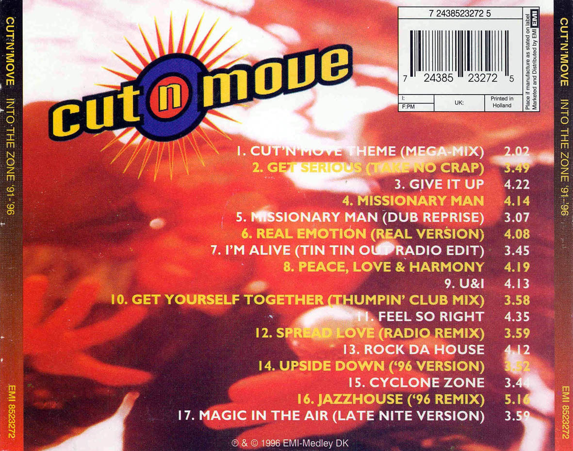 Cartula Trasera de Cut 'n' Move - Into The Zone '91-'96