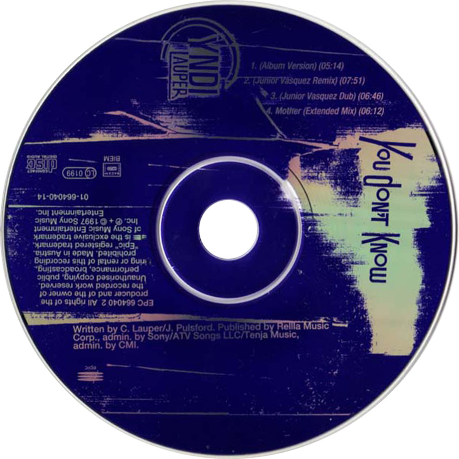Cartula Cd de Cyndi Lauper - You Don't Know (Cd Single)