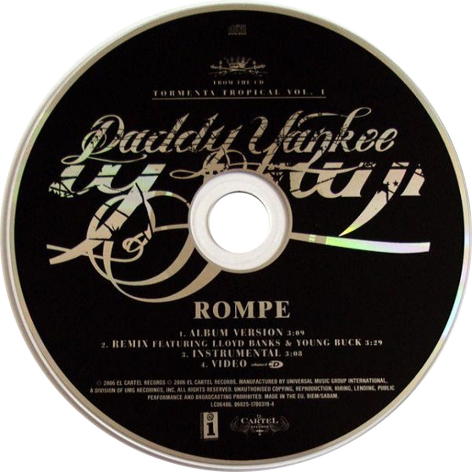 Cartula Cd de Daddy Yankee - Rompe (Cd Single)