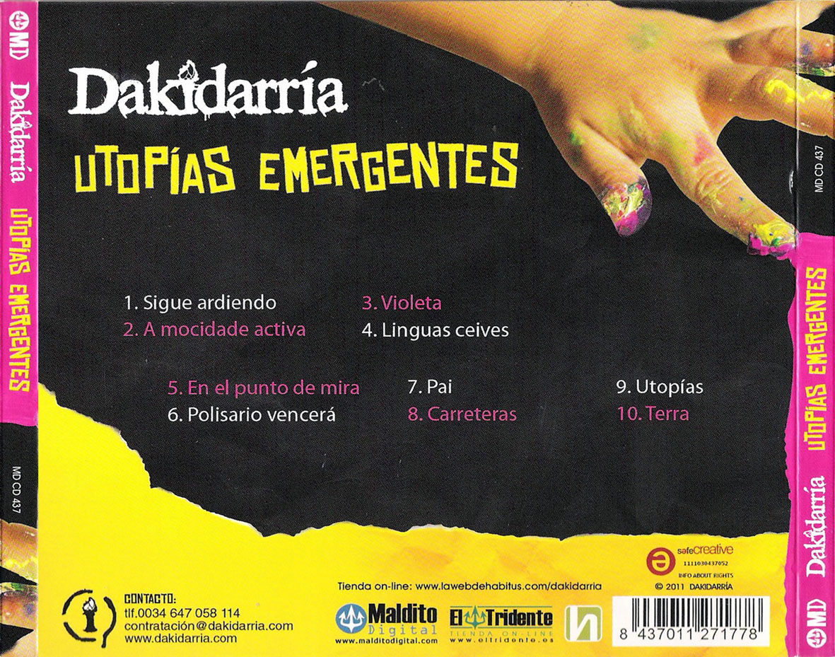 Cartula Trasera de Dakidarria - Utopias Emergentes