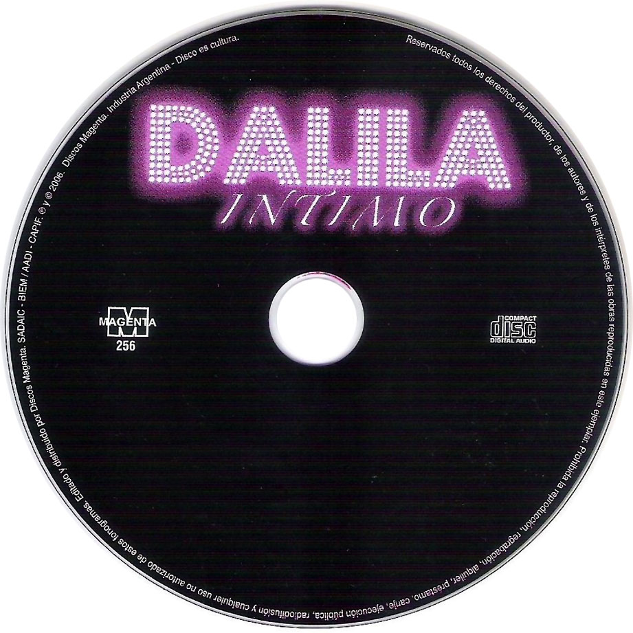 Cartula Cd de Dalila - Intimo