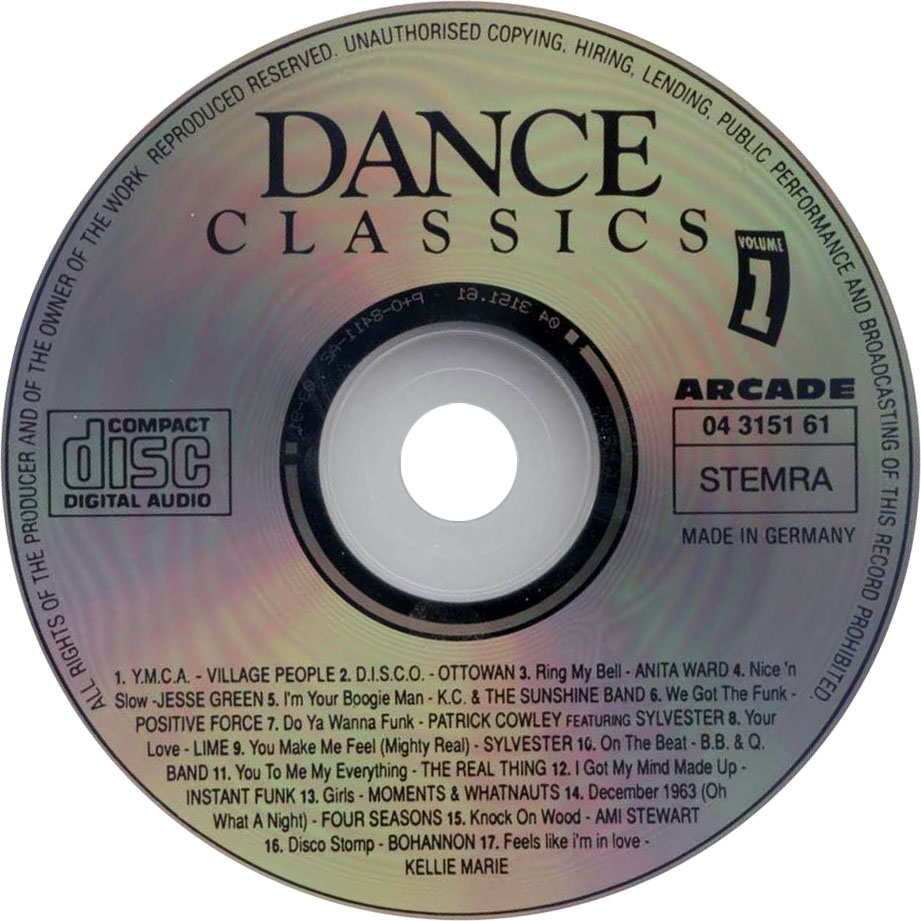 Cartula Cd de Dance Classics Volume 1