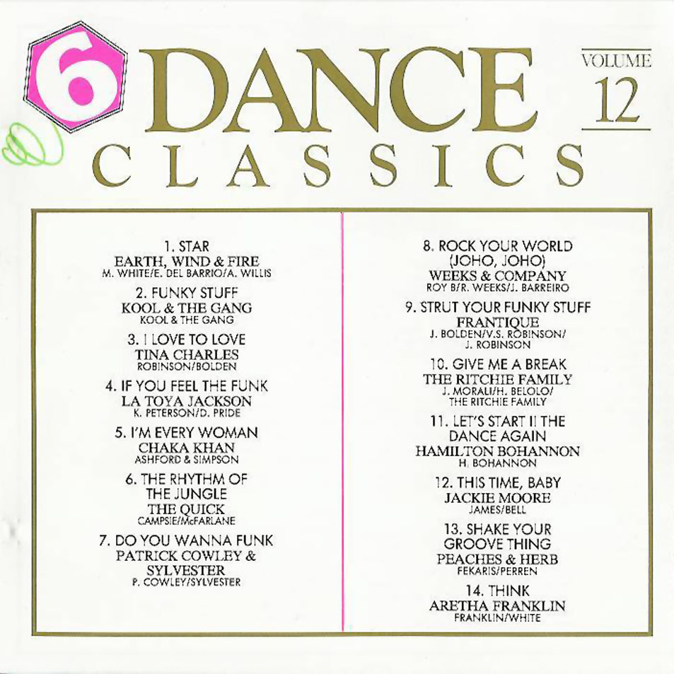 Cartula Interior Frontal de Dance Classics Volume 12