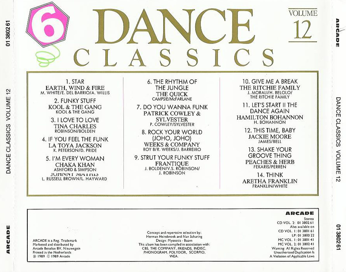 Cartula Trasera de Dance Classics Volume 12