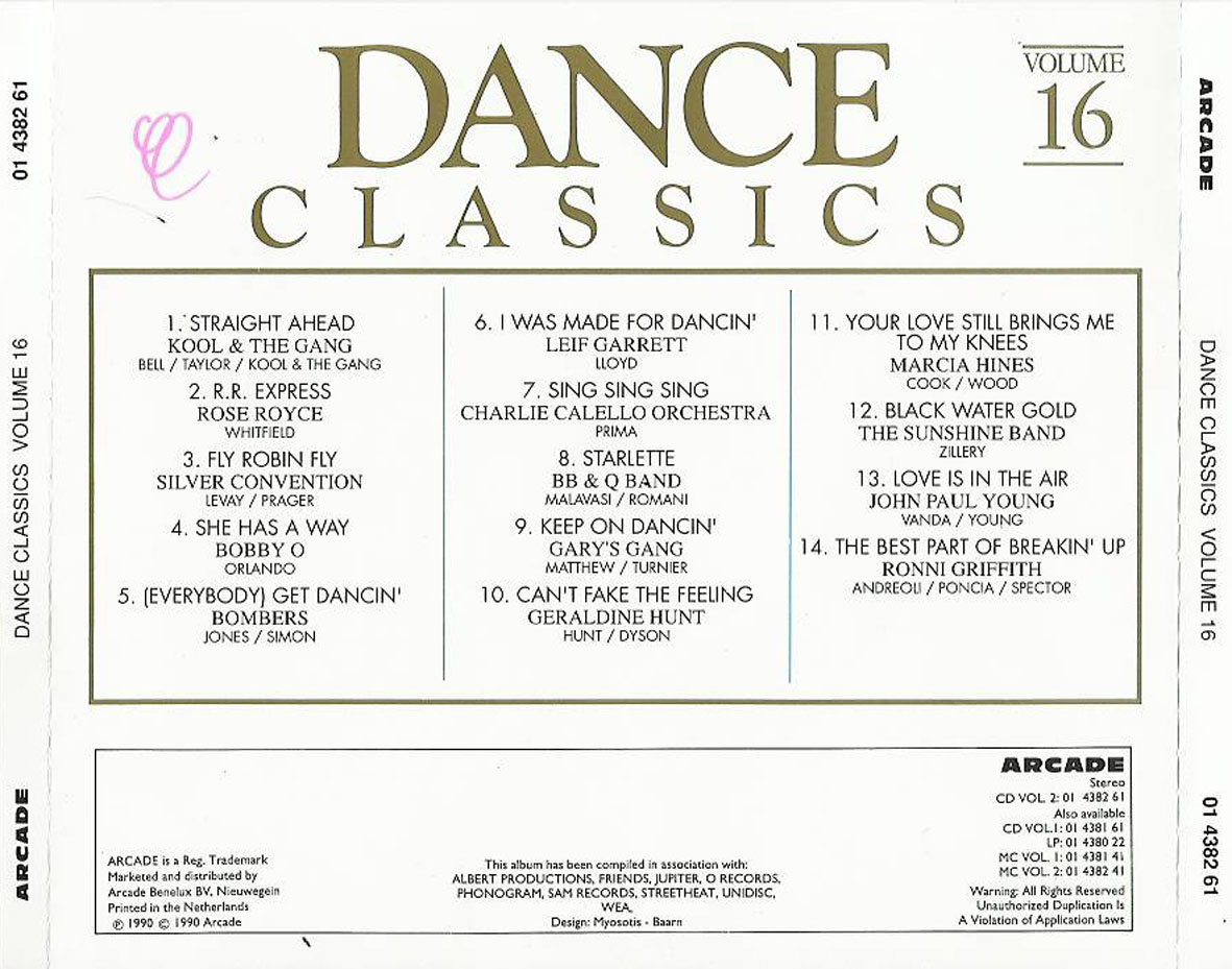 Cartula Trasera de Dance Classics Volume 16