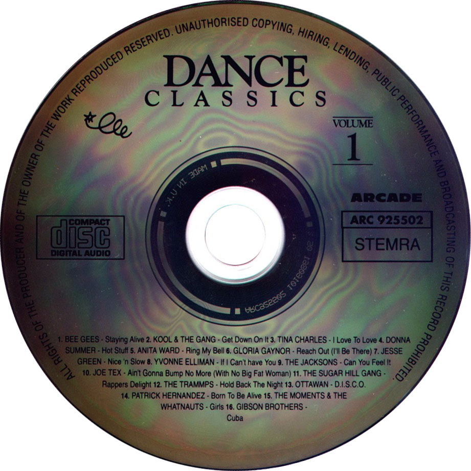 Cartula Cd de Dance Classics Volume 1 (Edicion Reino Unido)