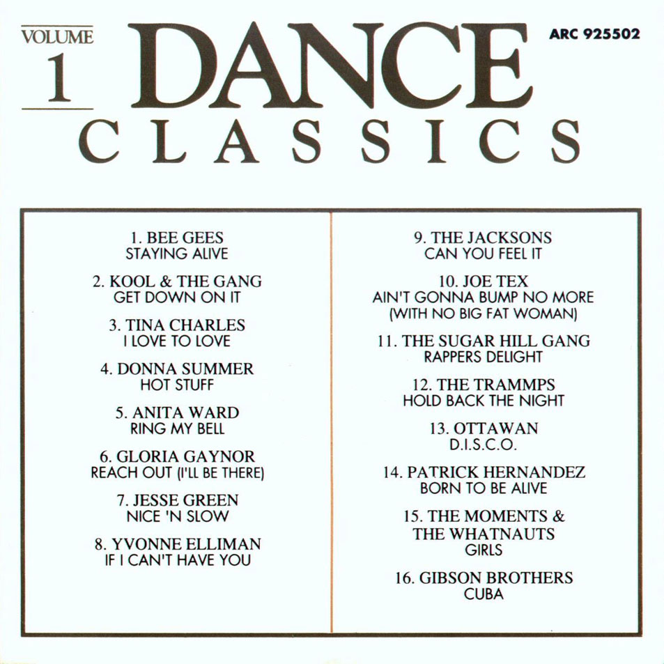 Cartula Interior Frontal de Dance Classics Volume 1 (Edicion Reino Unido)