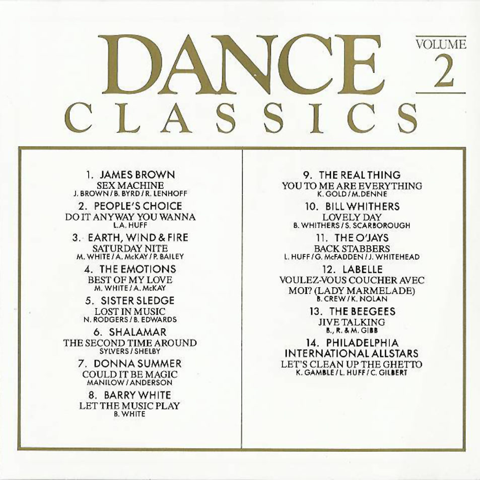 Cartula Interior Frontal de Dance Classics Volume 2 (1988)