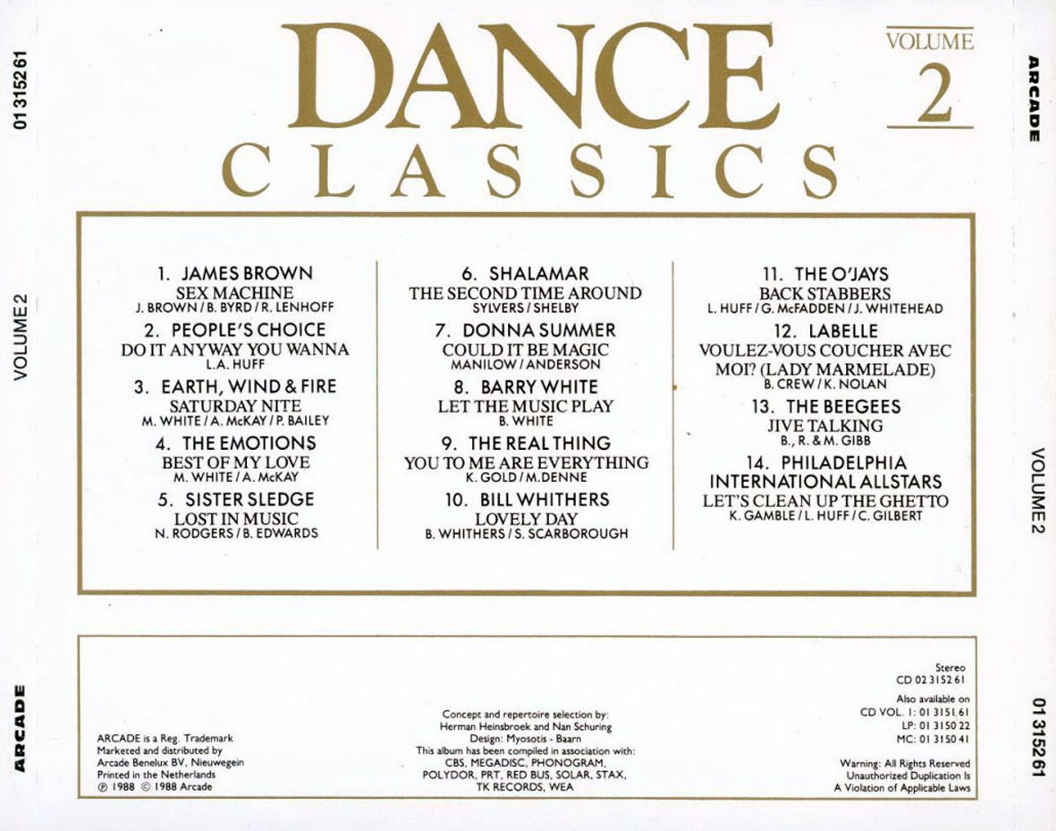 Cartula Trasera de Dance Classics Volume 2 (1988)