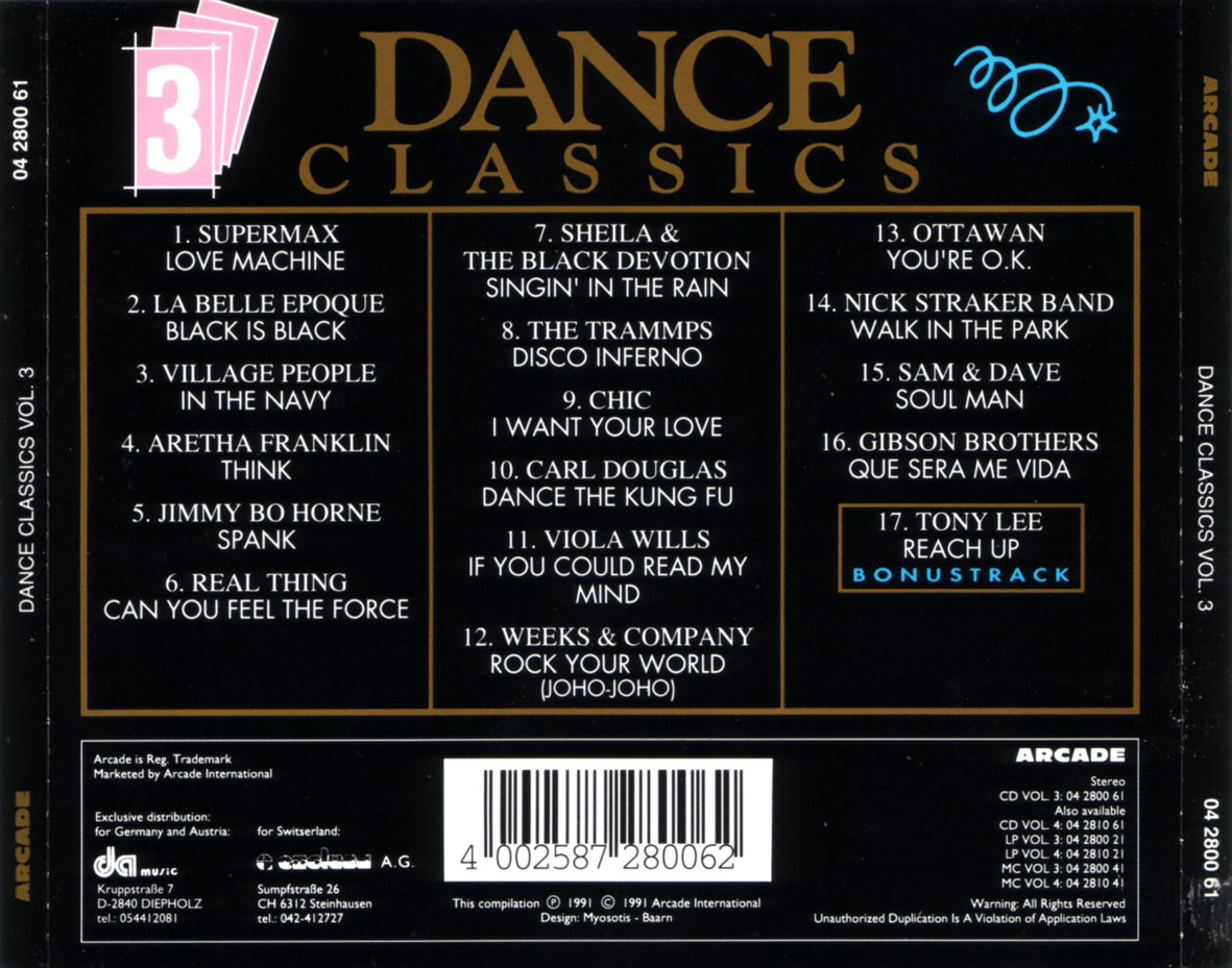 Cartula Trasera de Dance Classics Volume 3