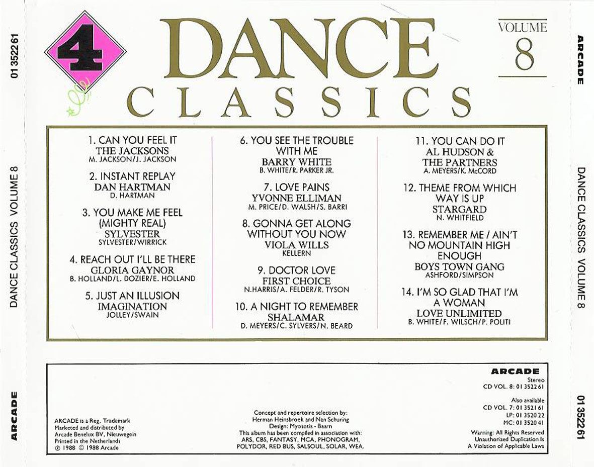 Cartula Trasera de Dance Classics Volume 8