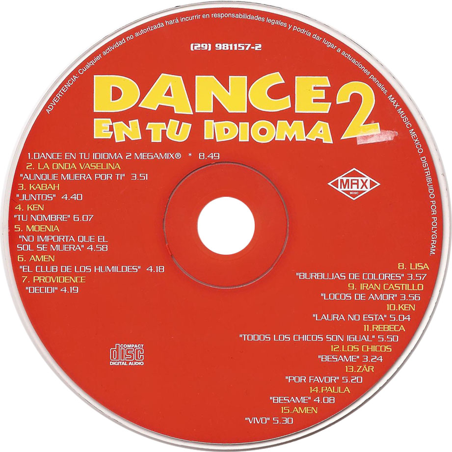 Cartula Cd de Dance En Tu Idioma 2