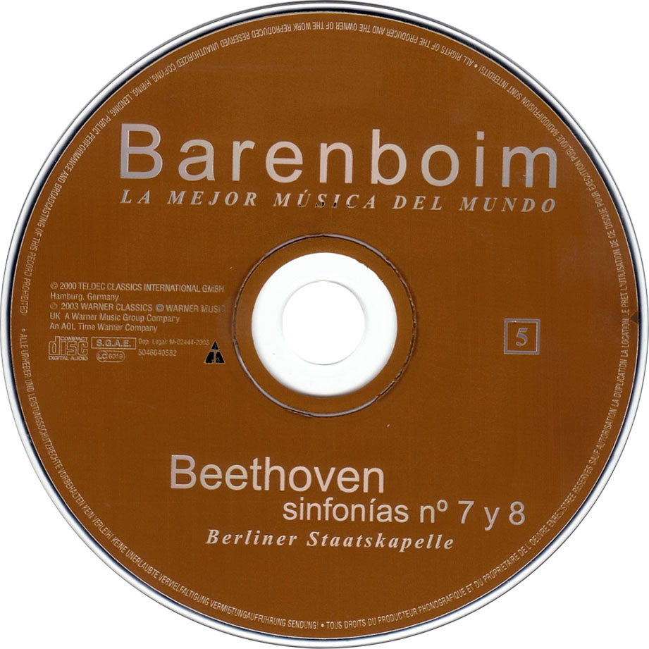 Cartula Cd de Daniel Barenboim - Beethoven Sinfonias 7 Y 8