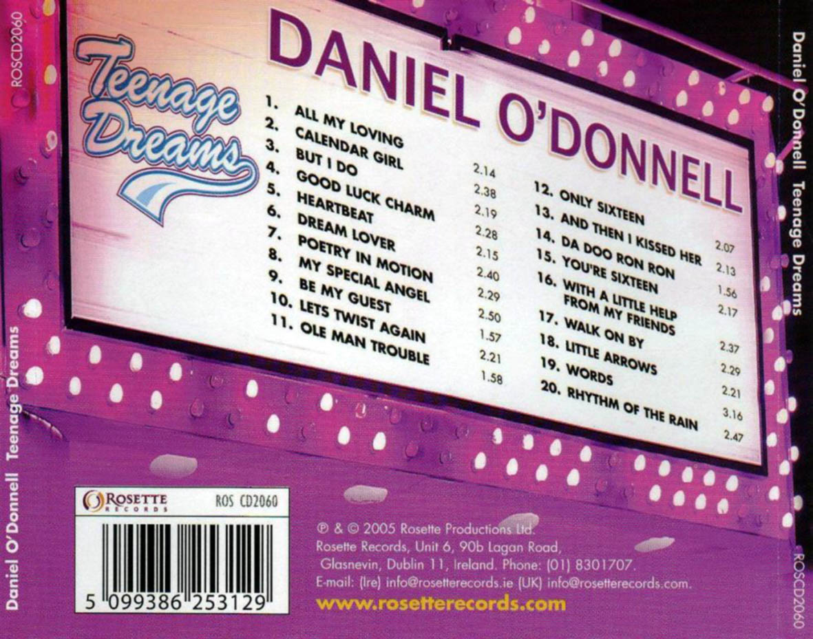 Cartula Trasera de Daniel O'donnell - Teenage Dreams