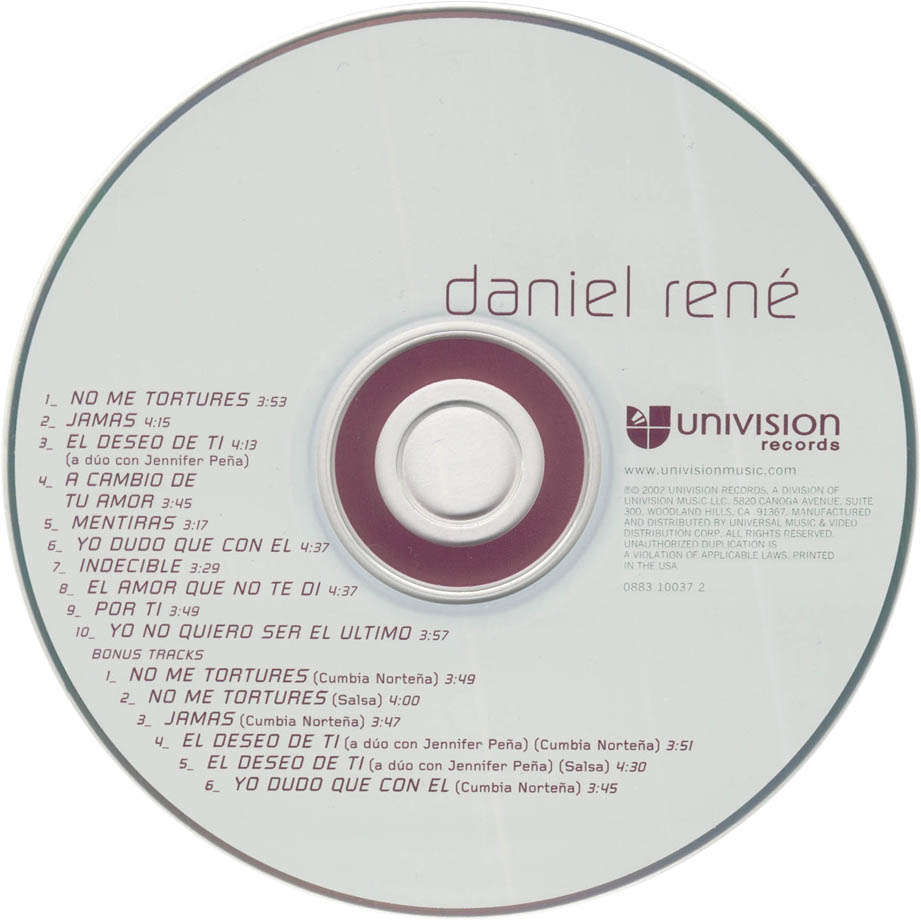 Cartula Cd de Daniel Rene - Daniel Rene