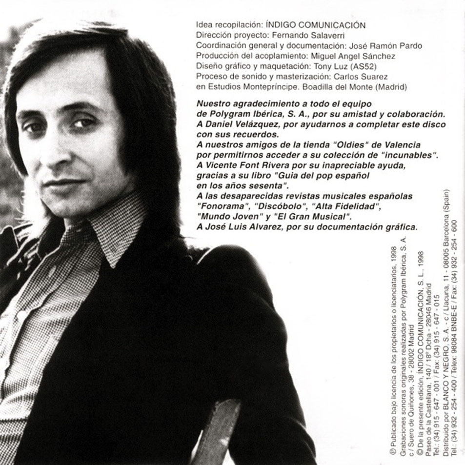 Cartula Interior Frontal de Daniel Velazquez - Todos Sus Singles En Discos Philips Y Polidor (1960-1977)