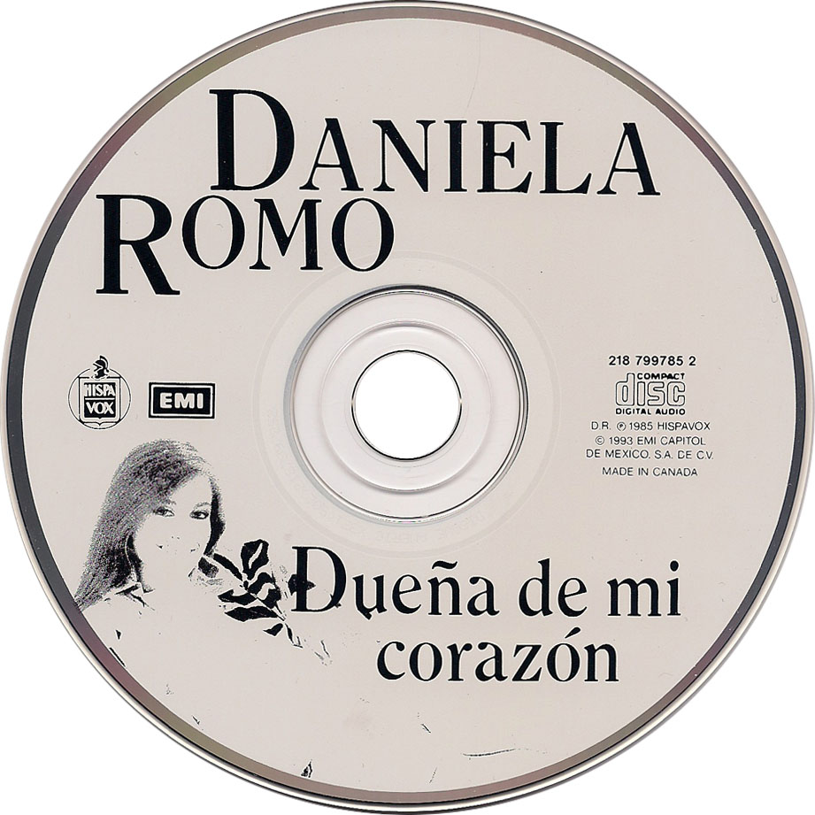 Cartula Cd de Daniela Romo - Duea De Mi Corazon
