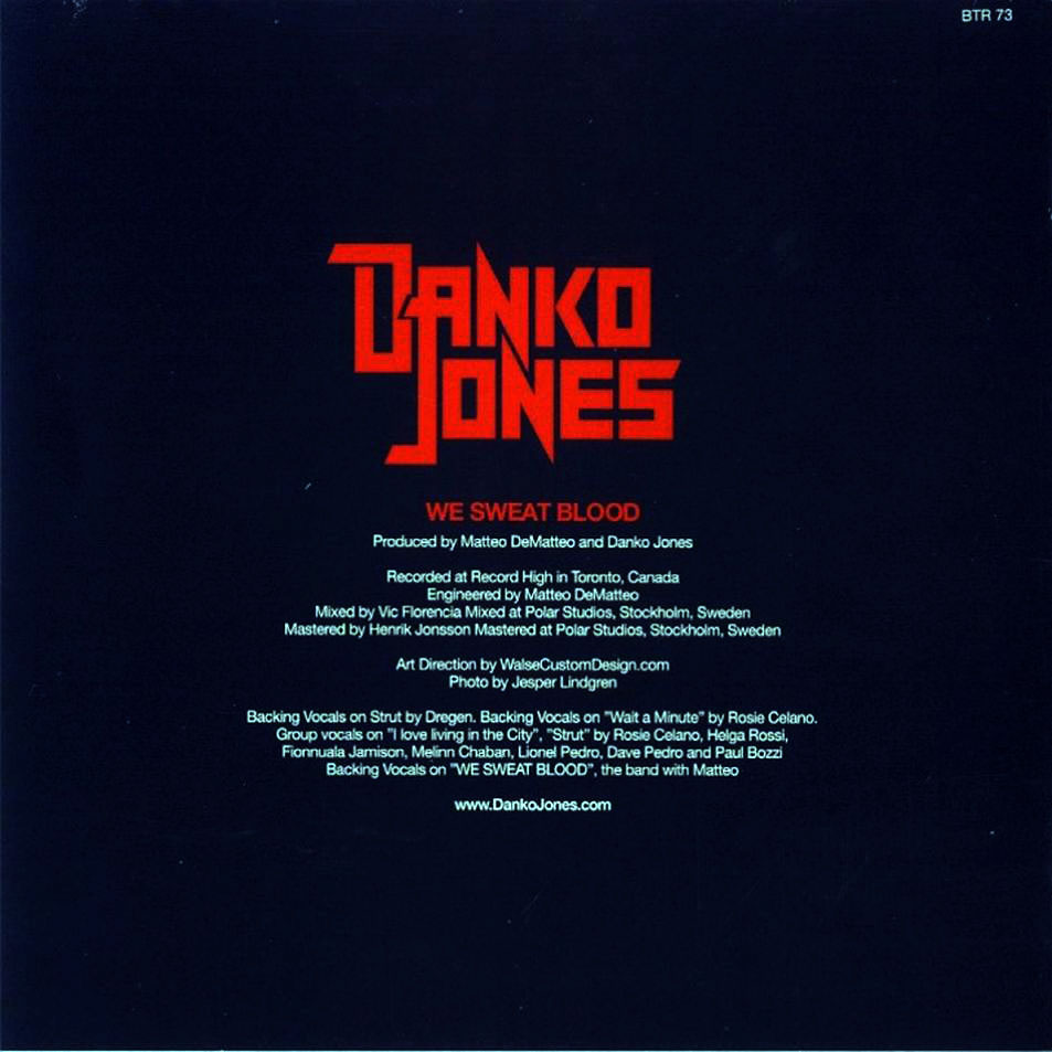 Cartula Interior Frontal de Danko Jones - We Sweat Blood