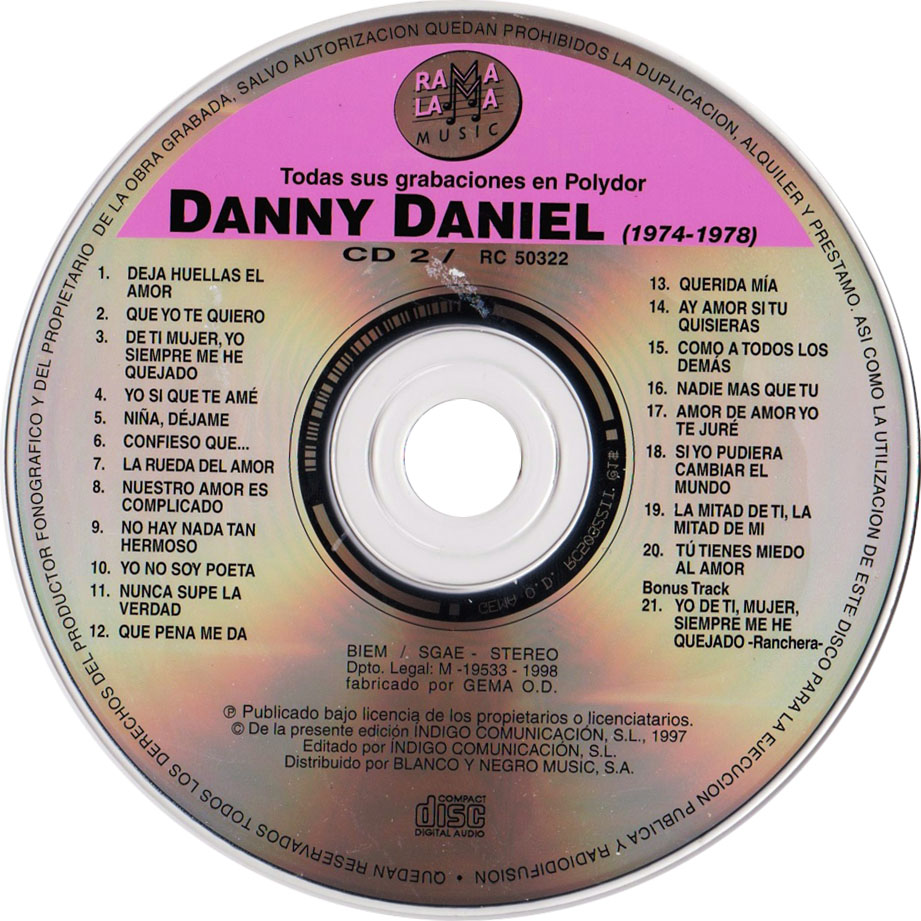 Cartula Cd2 de Danny Daniel - Todas Sus Grabaciones En Polydor (1974-1978)