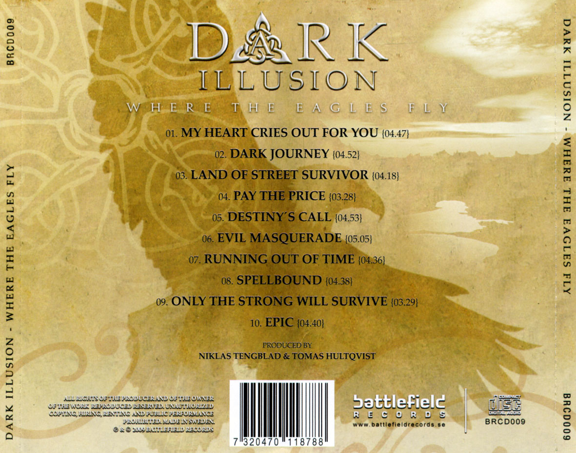 Cartula Trasera de Dark Illusion - Where The Eagles Fly