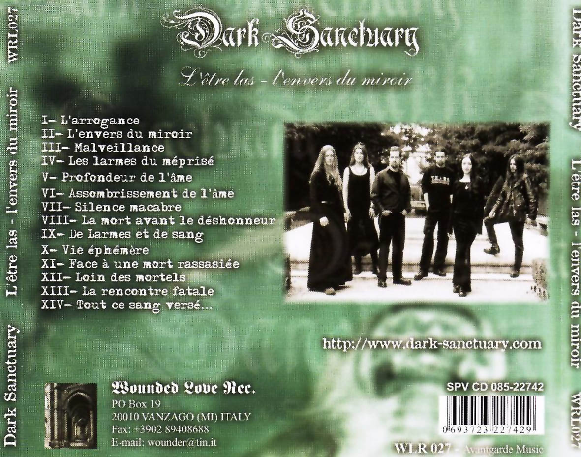 Cartula Trasera de Dark Sanctuary - L'etre Las - L'envers Du Miroir