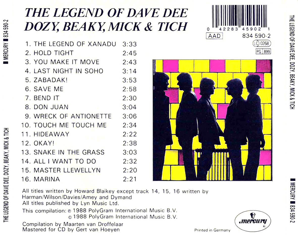Cartula Trasera de Dave Dee, Dozy, Beaky, Mick & Tich - The Legend Of Dave Dee, Dozy, Beaky, Mick & Tich