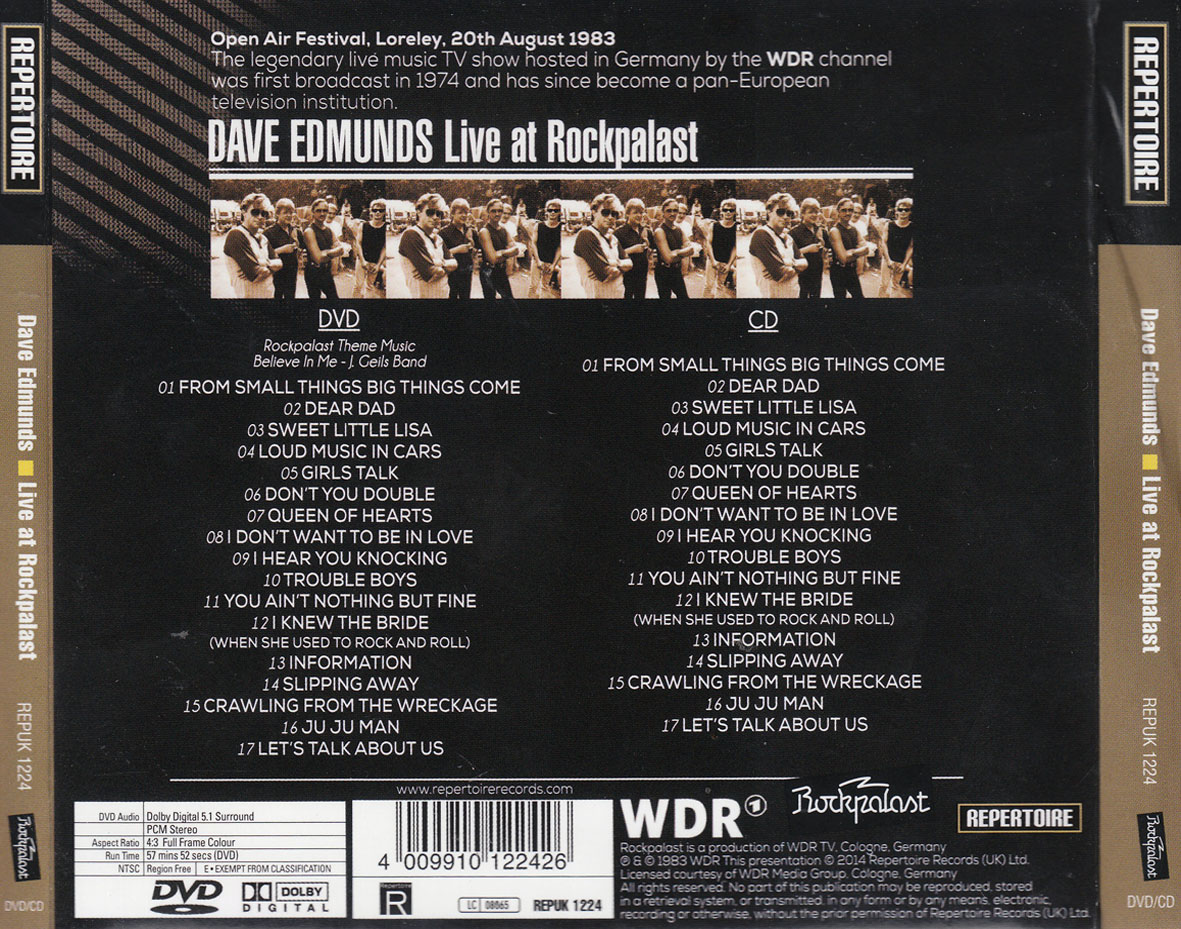 Cartula Trasera de Dave Edmunds - Live At Rockpalast